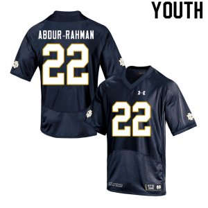 Notre Dame Fighting Irish Youth Kendall Abdur-Rahman #22 Navy Under Armour Authentic Stitched College NCAA Football Jersey PDQ5099CQ